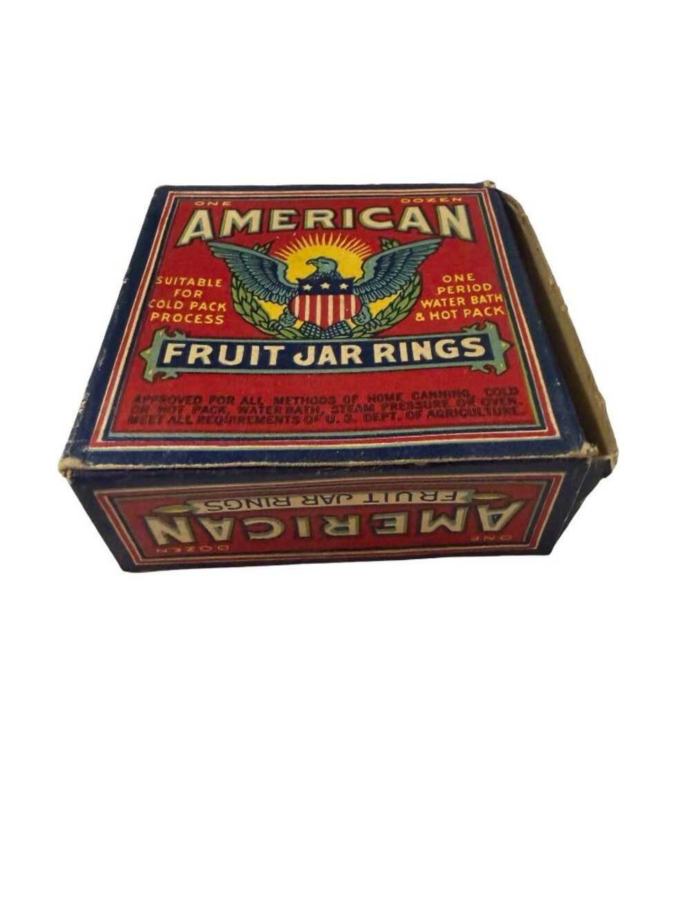 Vintage American Fruit Jar Rings Box with 1 Dozen Original Red Rubber Canning Ri - Picture 3 of 5